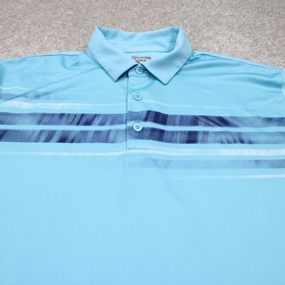 Callaway Opti-Dri Polo Shirt Men Large Blue Polyester Short Sleeve Golf Pullover - Picture 4 of 13